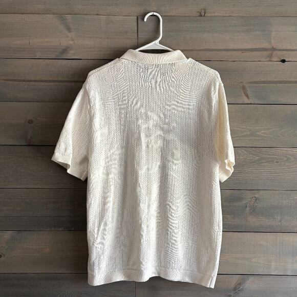 ABERCROMBIE & FITCH | Mens White Knit Floral Button Down Short-Sleeve Large - Picture 4 of 7